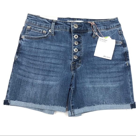 Ella Moss Beckett Button Fly Cuffed Raw Hem Jean Shorts Size 26 NEW - Picture 3 of 8